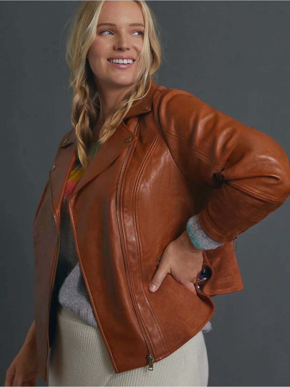 Anthropologie Robyn Faux Leather Moto Jacket size S